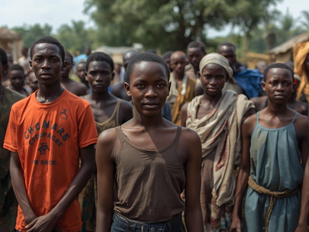 Generate a 363 by 228 pixels of nigerian youths needing clothing